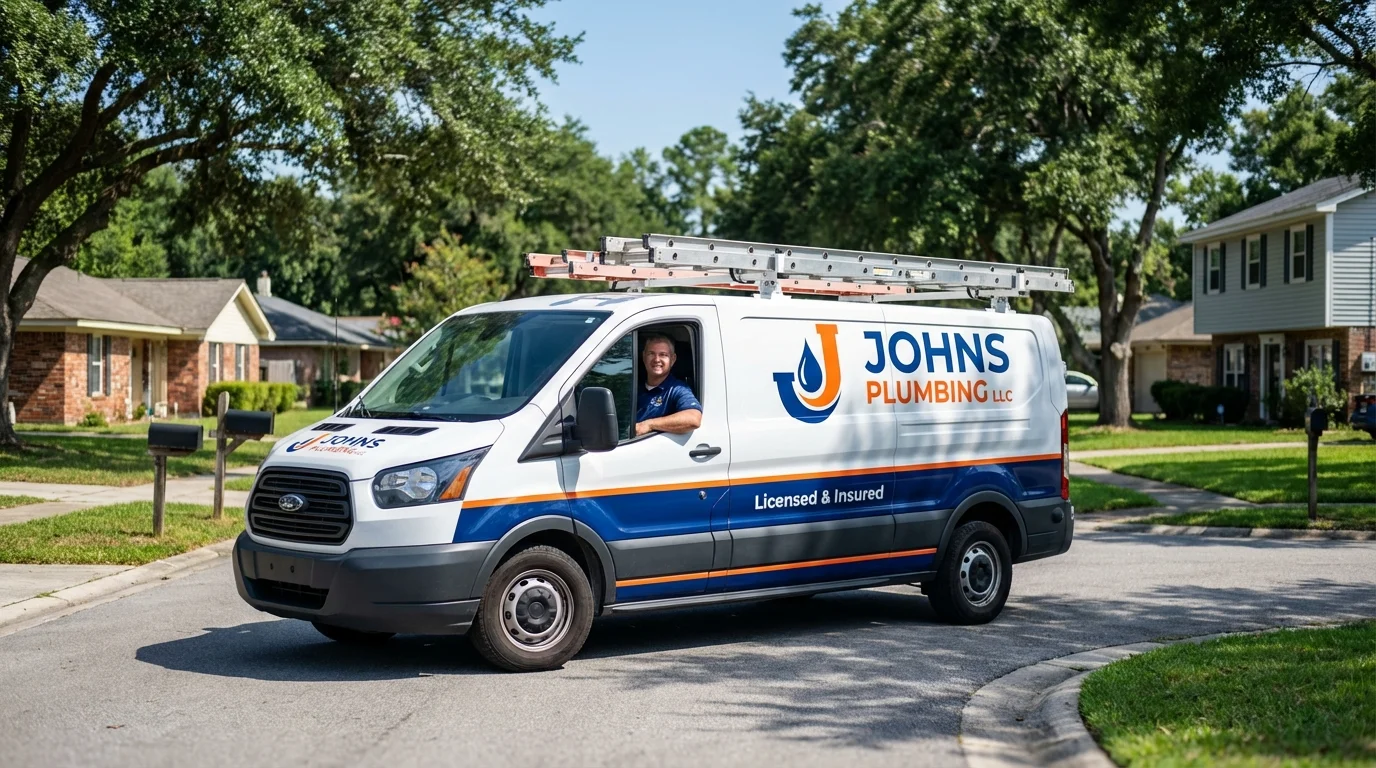 Johns Plumbing LLC service van in Lake City, SC