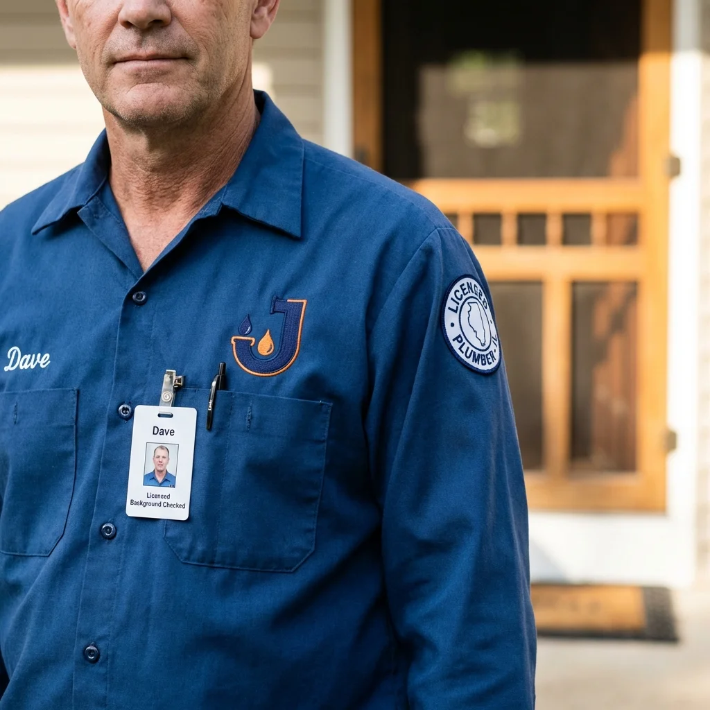 Licensed plumber showing ID badge in Lake City, SC