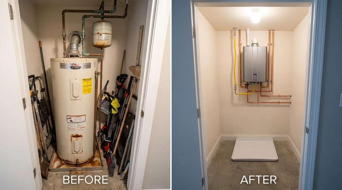 Tank water heater versus wall-mounted tankless unit comparison for Lake City, SC homeowners