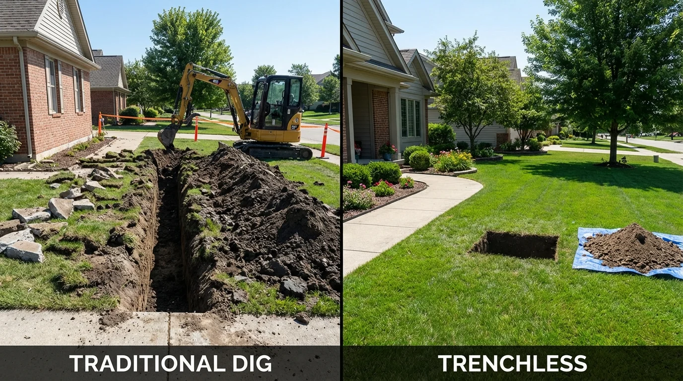 Trenchless sewer repair with minimal yard damage versus traditional excavation in Lake City, SC